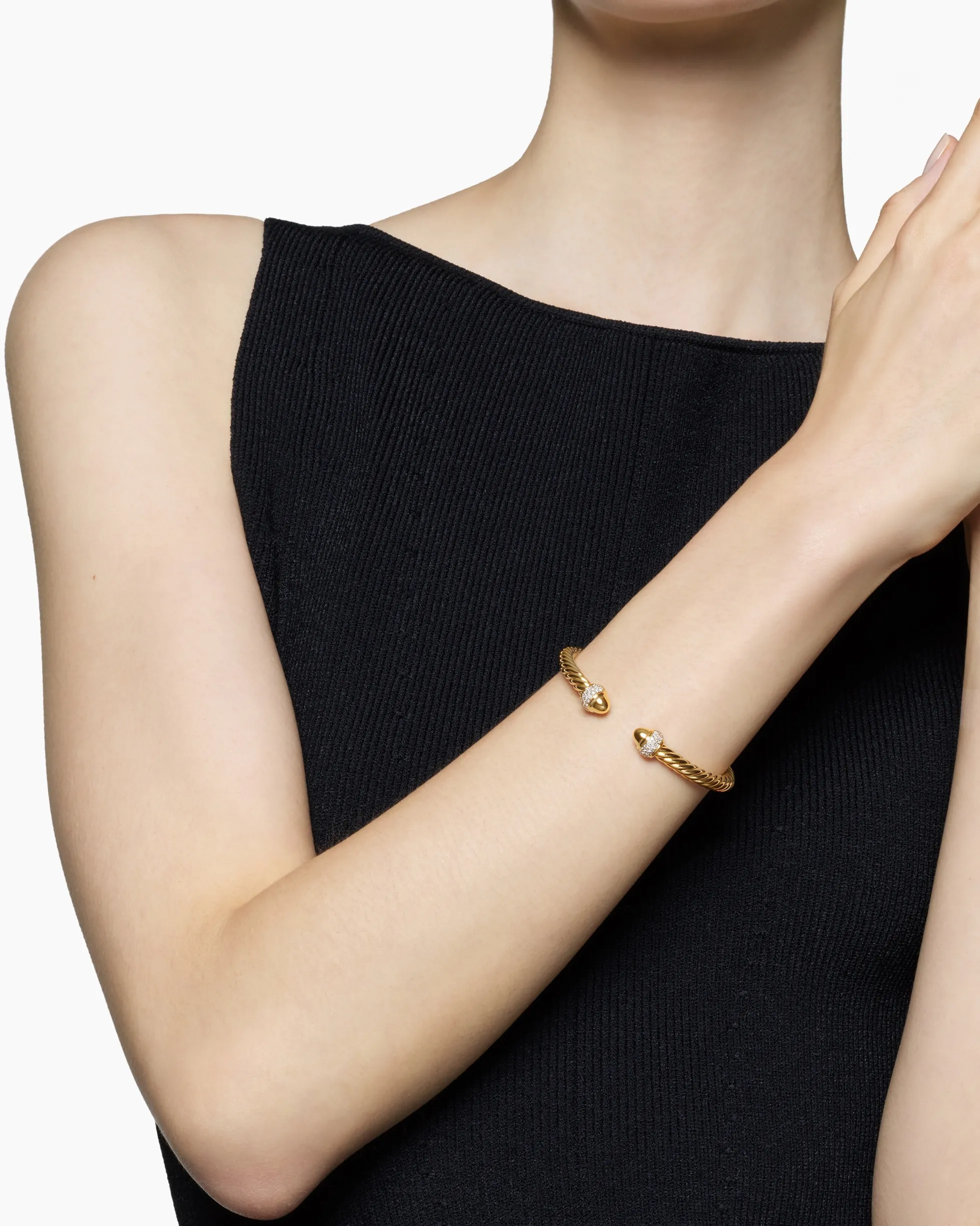 Cable Bracelet 18K Yellow Gold with Diamonds, 5mm