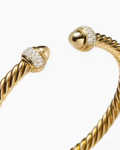 Cable Bracelet 18K Yellow Gold with Diamonds, 5mm