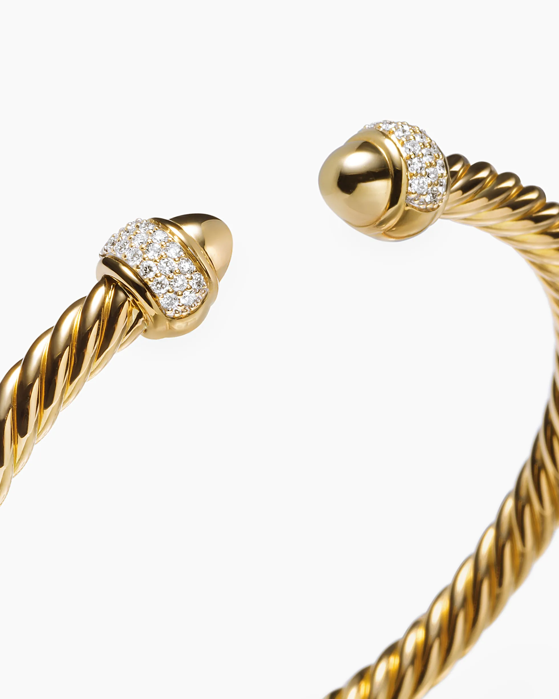 Cable Bracelet 18K Yellow Gold with Diamonds, 5mm