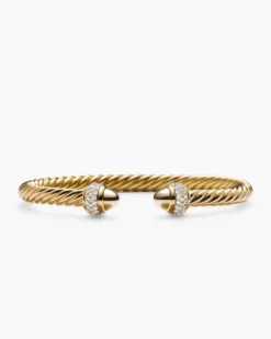 Cable Bracelet 18K Yellow Gold with Diamonds, 5mm
