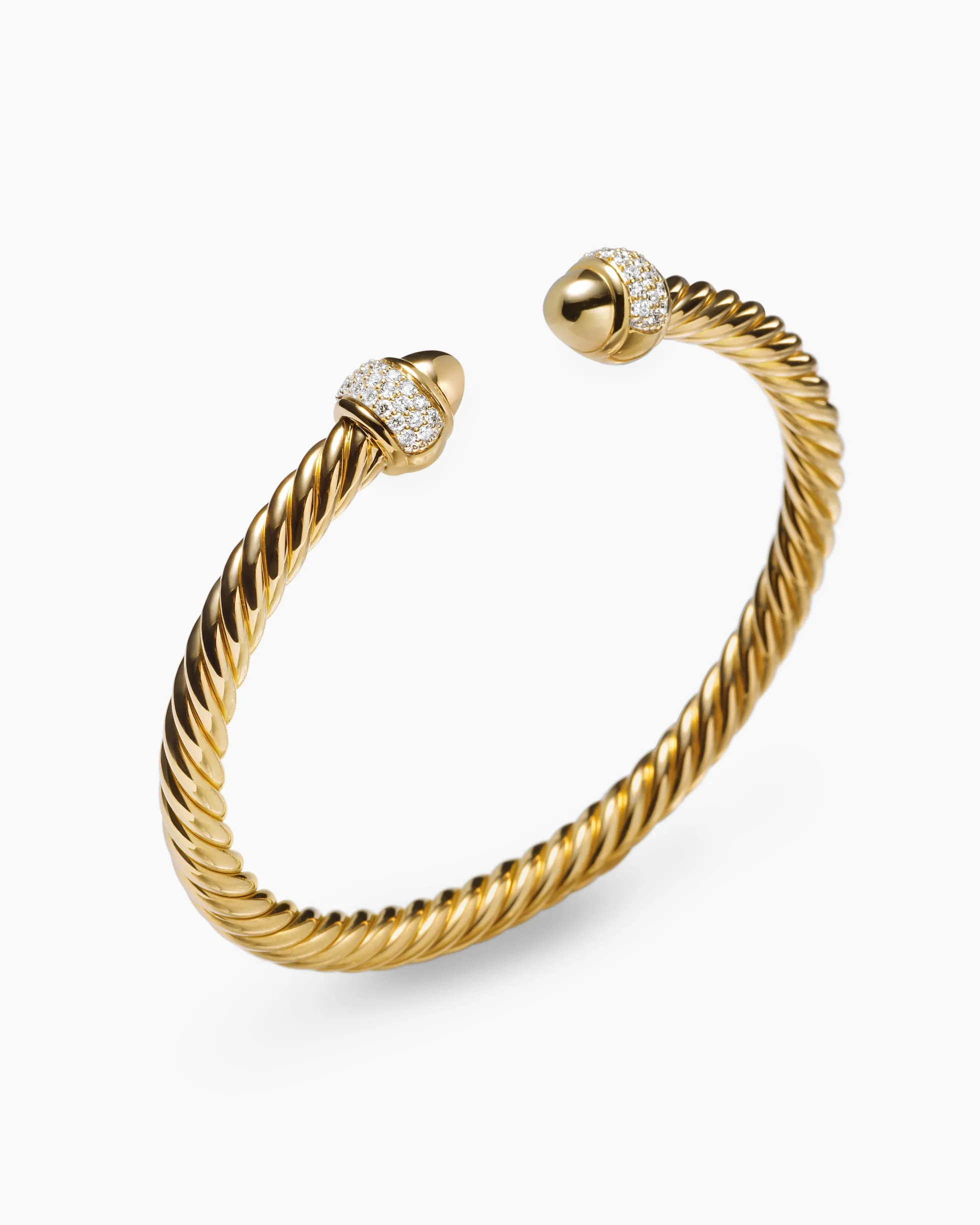 Cable Bracelet 18K Yellow Gold with Diamonds, 5mm