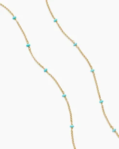 Cable Collectibles® Bead and Chain Necklace 18K Yellow Gold with Turquoise, 3.5mm