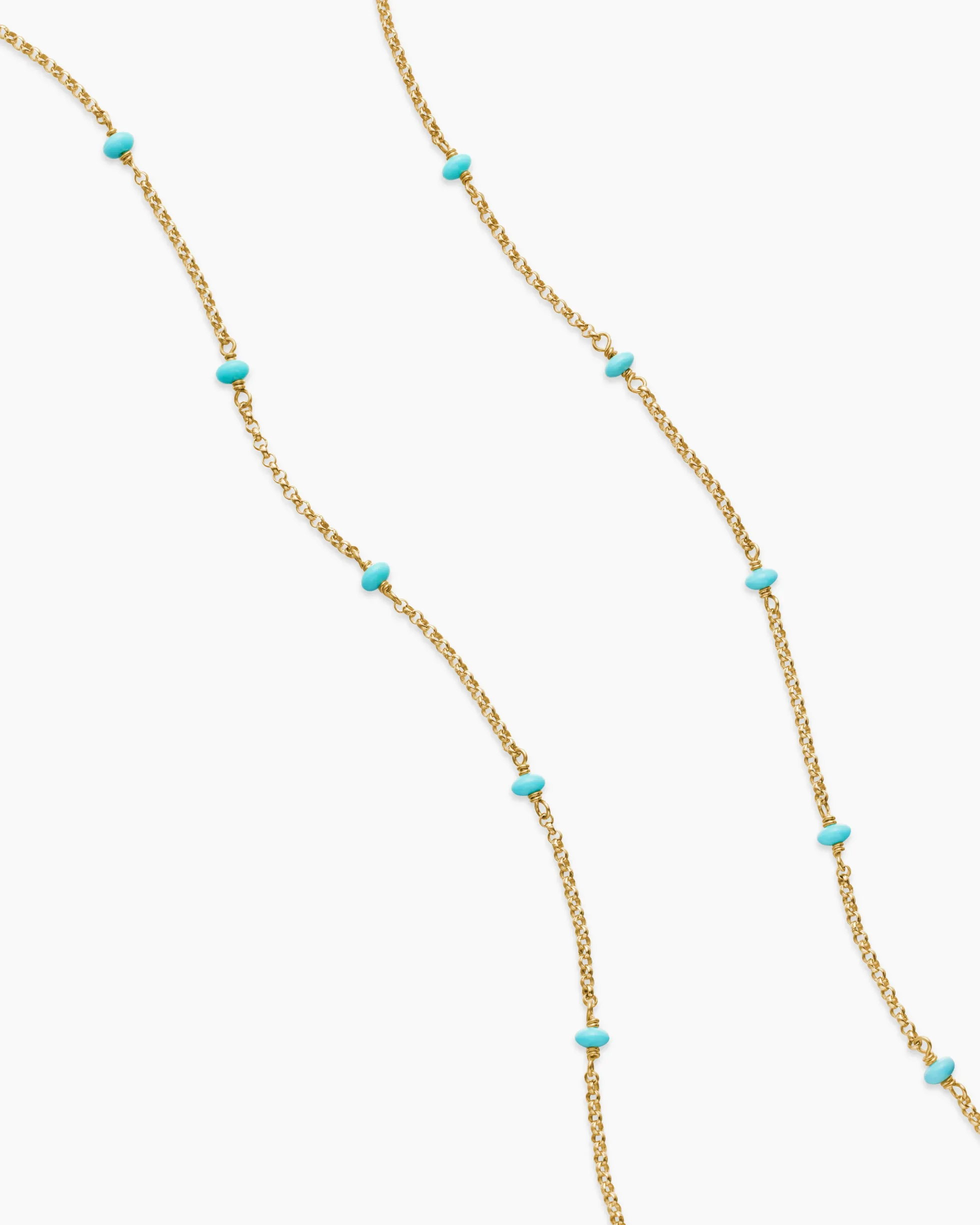 Cable Collectibles® Bead and Chain Necklace 18K Yellow Gold with Turquoise, 3.5mm