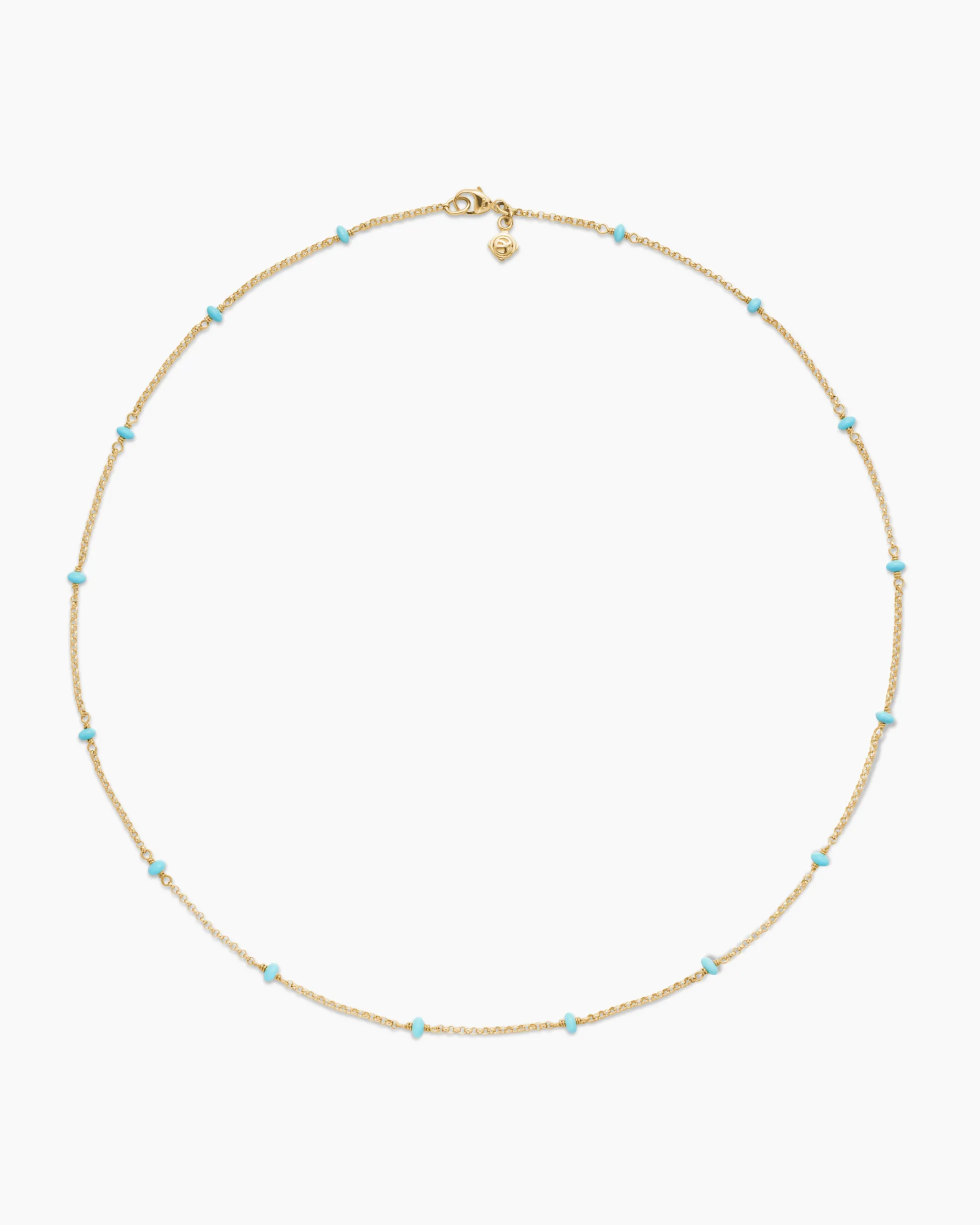 Cable Collectibles® Bead and Chain Necklace 18K Yellow Gold with Turquoise, 3.5mm