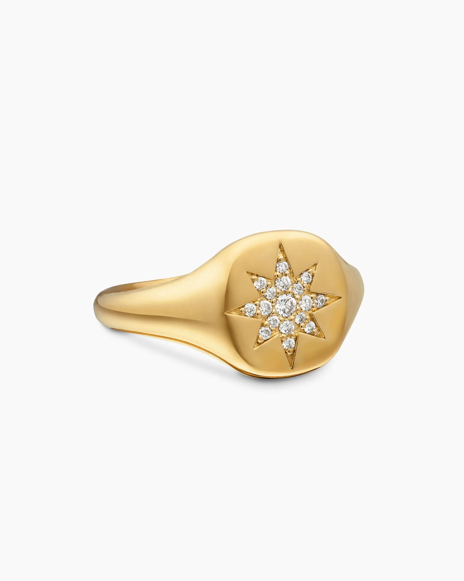 Cable Collectibles® Compass Pinky Ring 18K Yellow Gold with Diamonds, 9.7mm