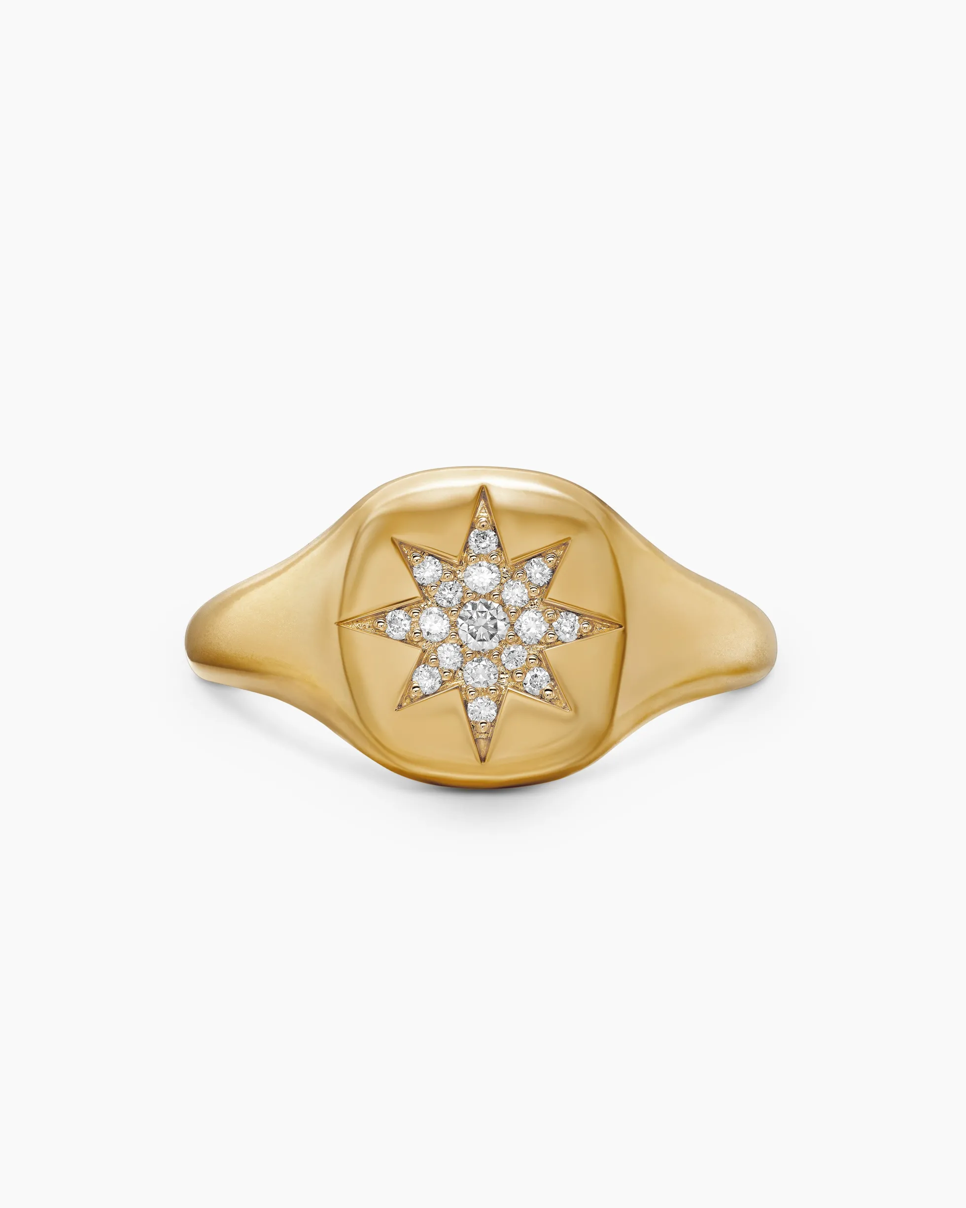 Cable Collectibles® Compass Pinky Ring 18K Yellow Gold with Diamonds, 9.7mm