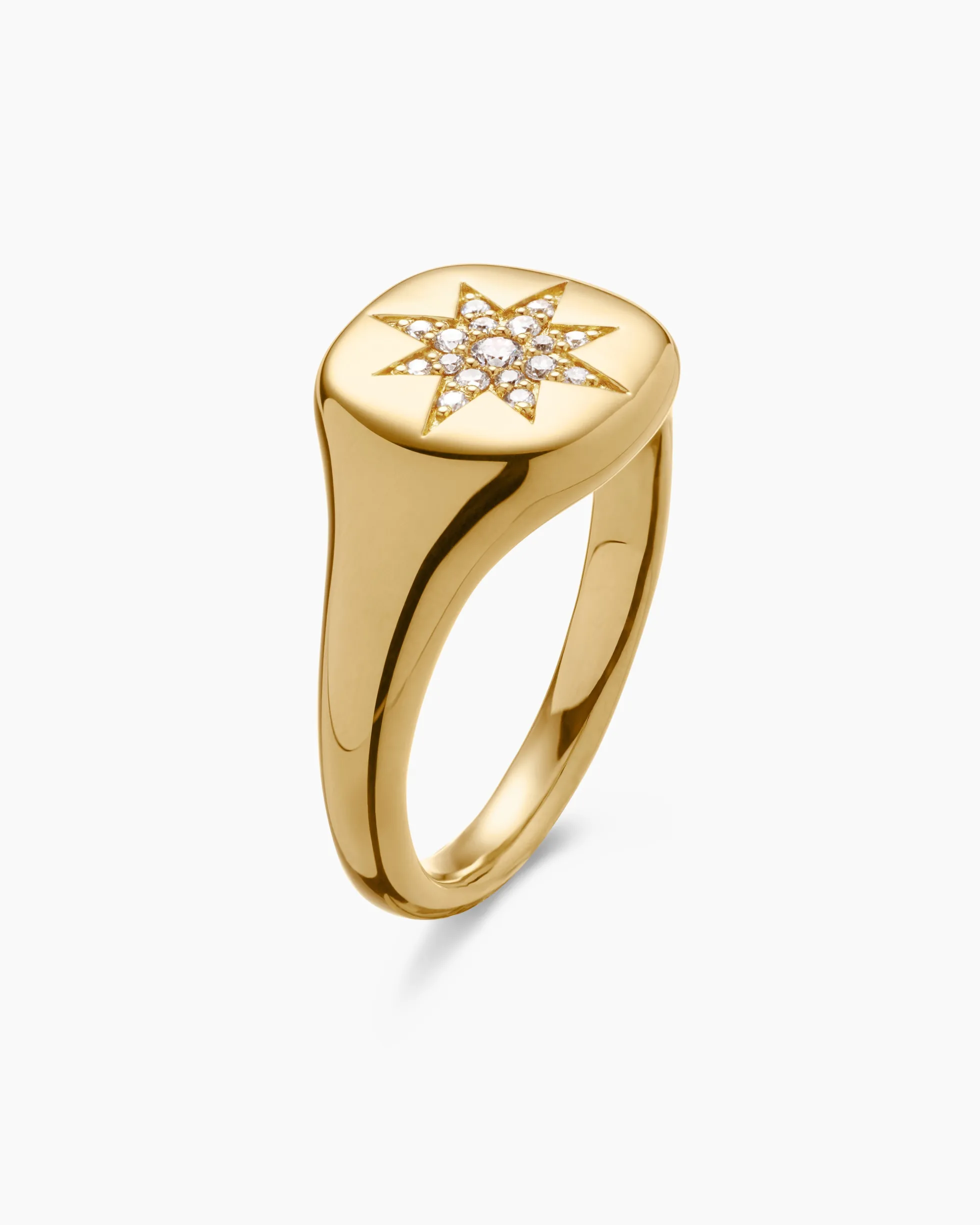 Cable Collectibles® Compass Pinky Ring 18K Yellow Gold with Diamonds, 9.7mm