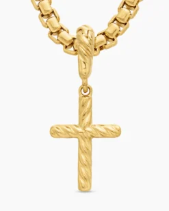 Cable Collectibles® Cross Amulet 18K Yellow Gold with Diamonds, 11.4mm