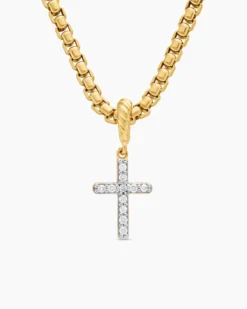 Cable Collectibles® Cross Amulet 18K Yellow Gold with Diamonds, 11.4mm