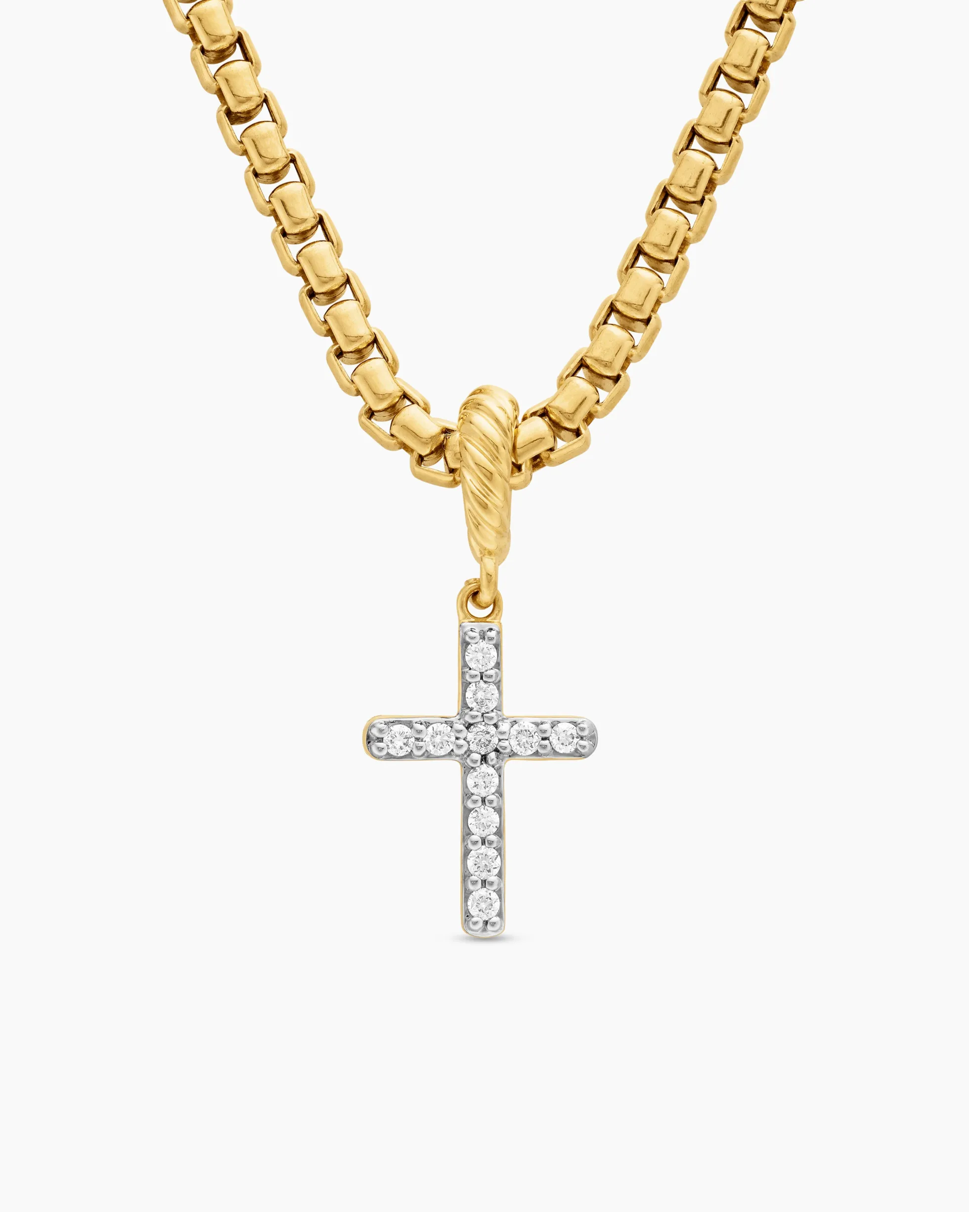 Cable Collectibles® Cross Amulet 18K Yellow Gold with Diamonds, 11.4mm