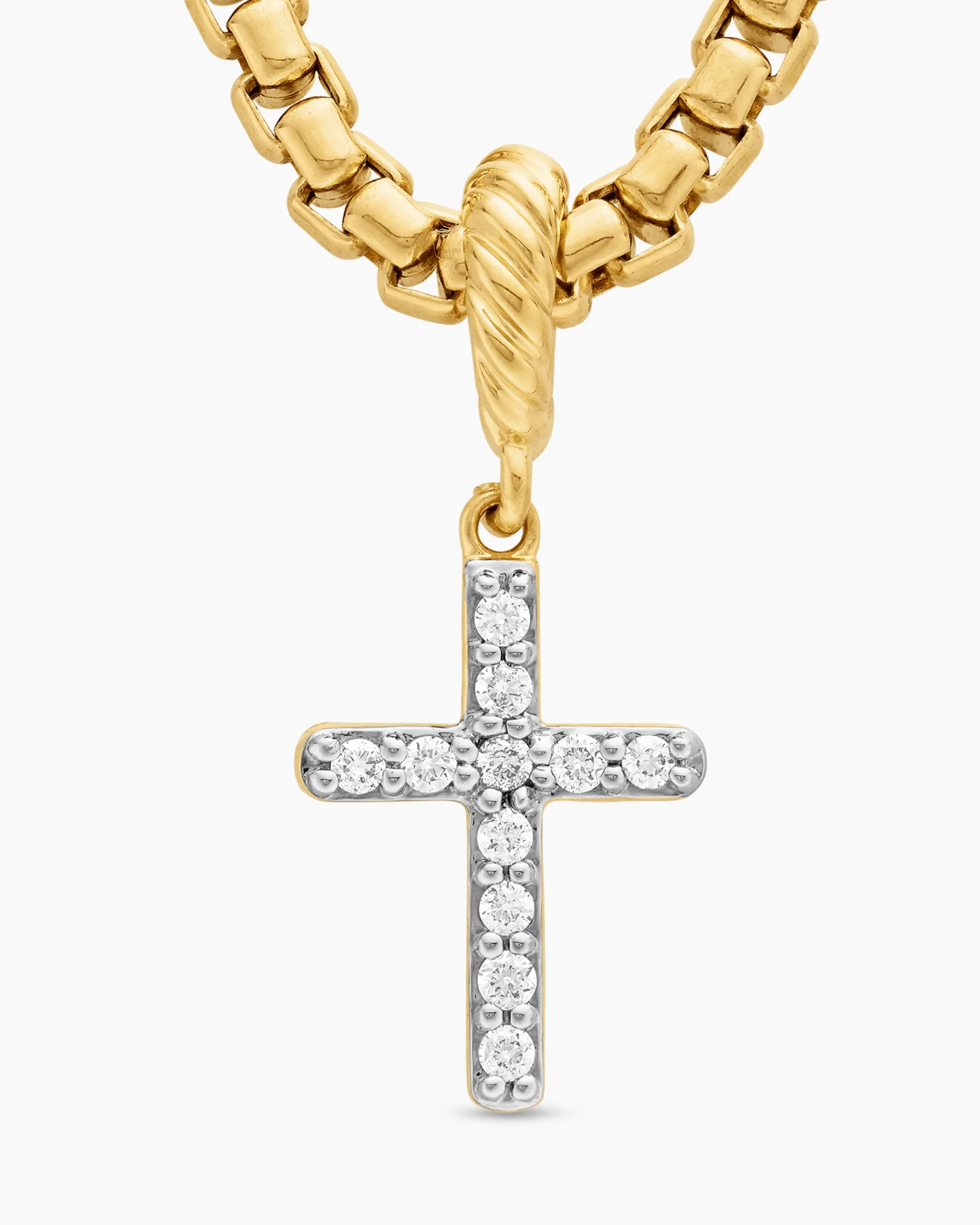 Cable Collectibles® Cross Amulet 18K Yellow Gold with Diamonds, 11.4mm