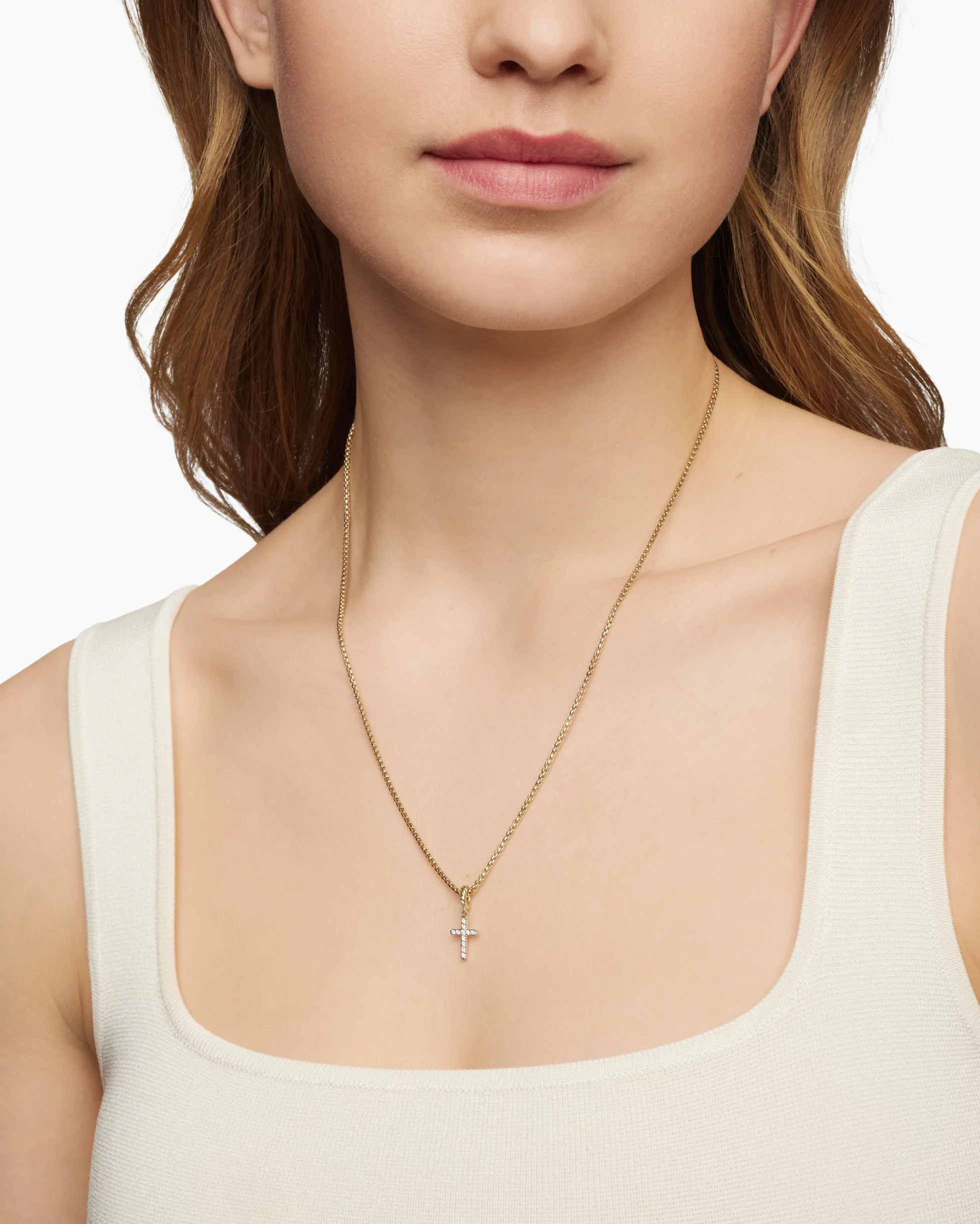 Cable Collectibles® Cross Amulet 18K Yellow Gold with Diamonds, 11.4mm
