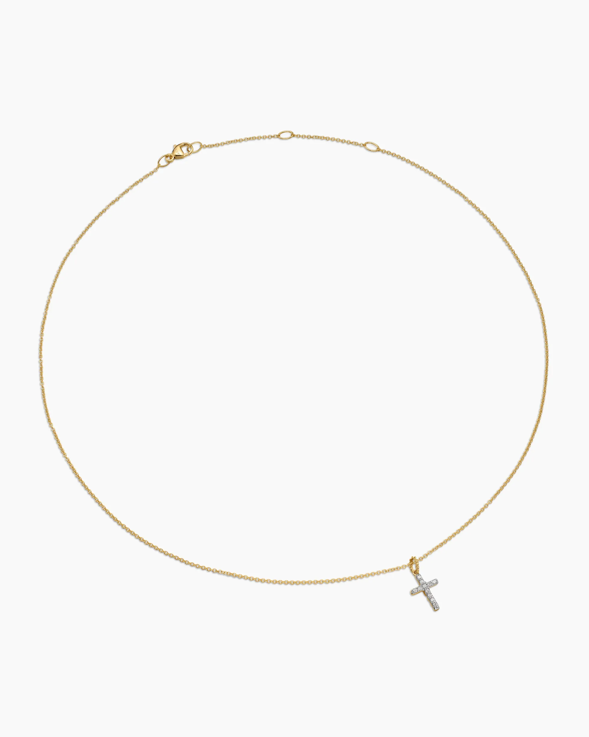 Cable Collectibles® Cross Necklace 18K Yellow Gold with Diamonds, 17mm
