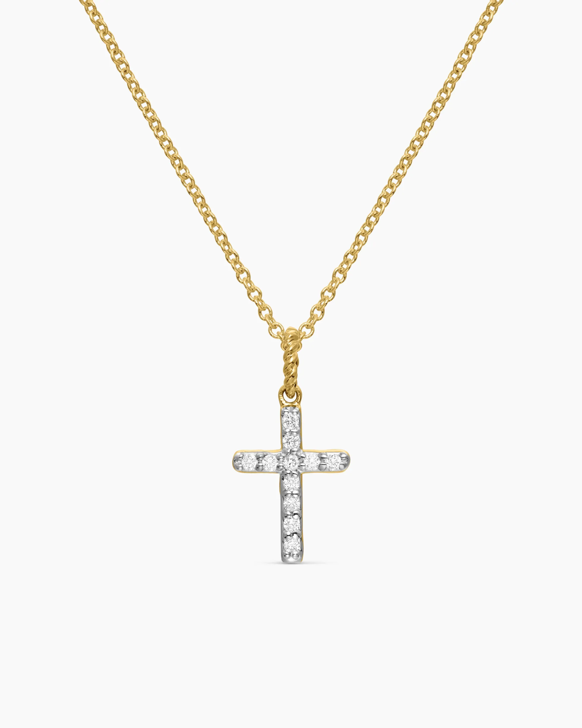 Cable Collectibles® Cross Necklace 18K Yellow Gold with Diamonds, 17mm