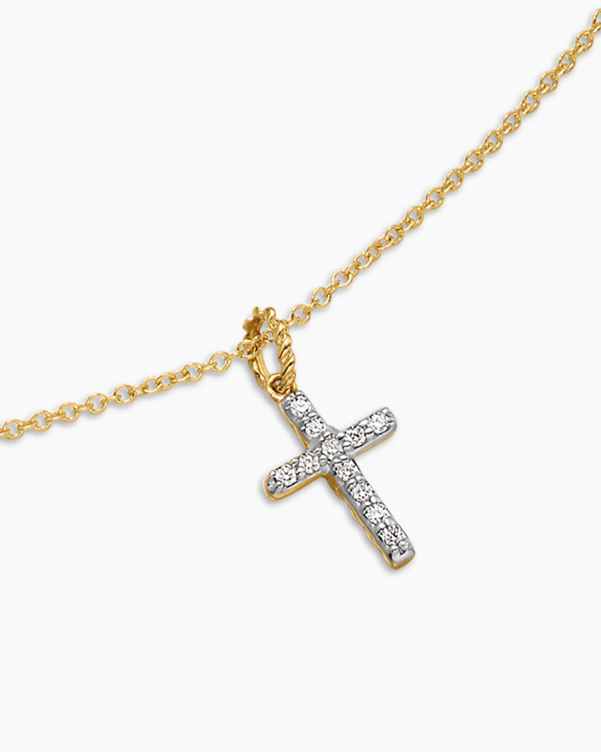 Cable Collectibles® Cross Necklace 18K Yellow Gold with Diamonds, 17mm