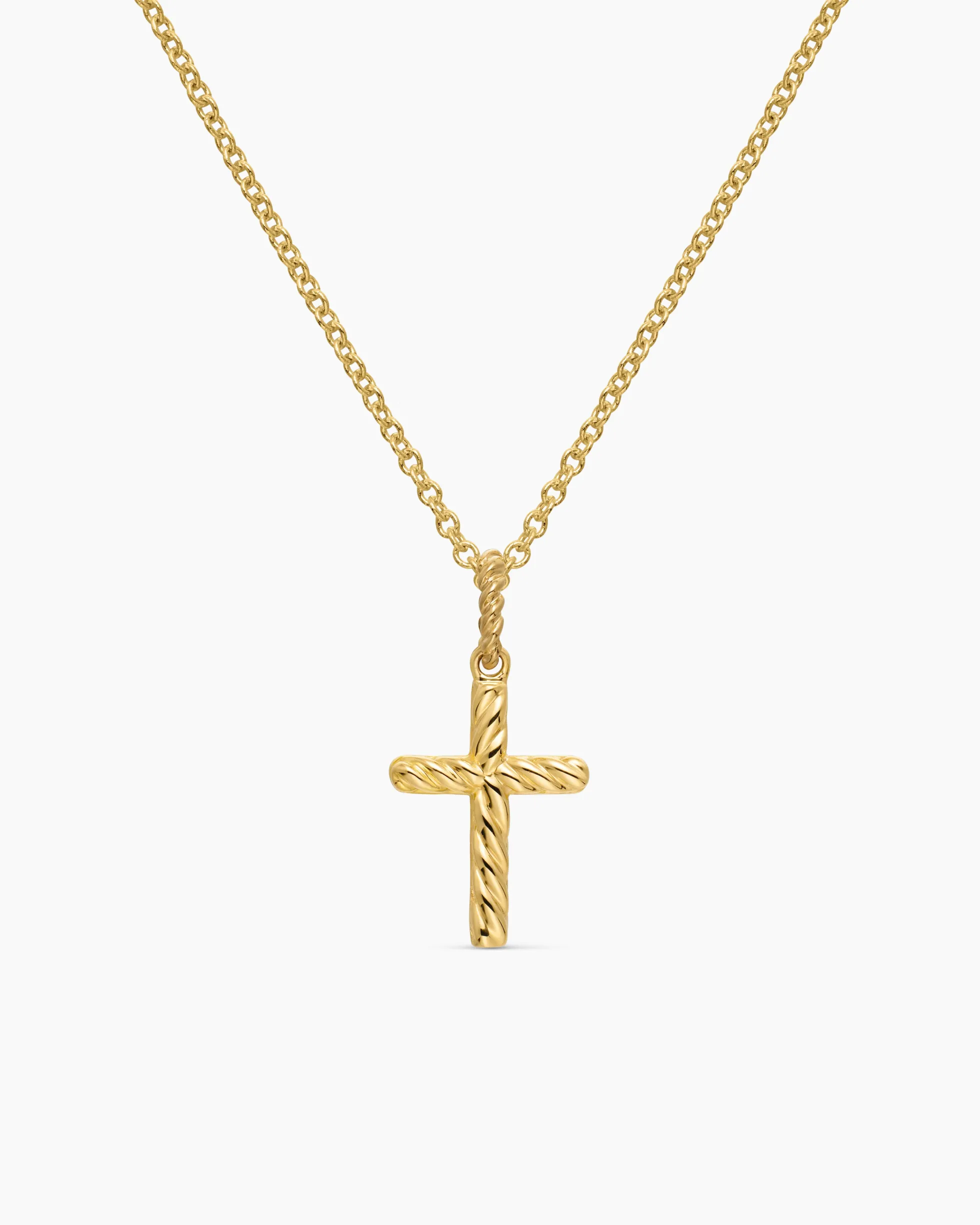 Cable Collectibles® Cross Necklace 18K Yellow Gold with Diamonds, 17mm