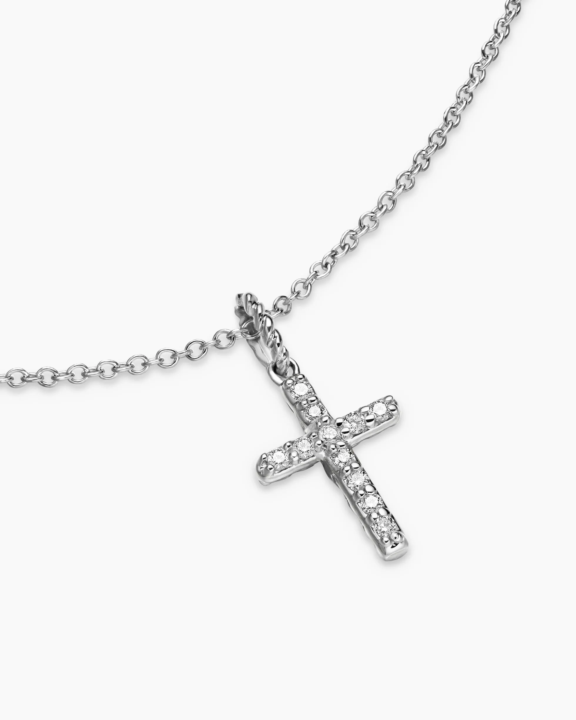 Cable Collectibles® Cross Necklace 18K White Gold with Diamonds, 17mm