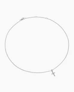 Cable Collectibles® Cross Necklace 18K White Gold with Diamonds, 17mm