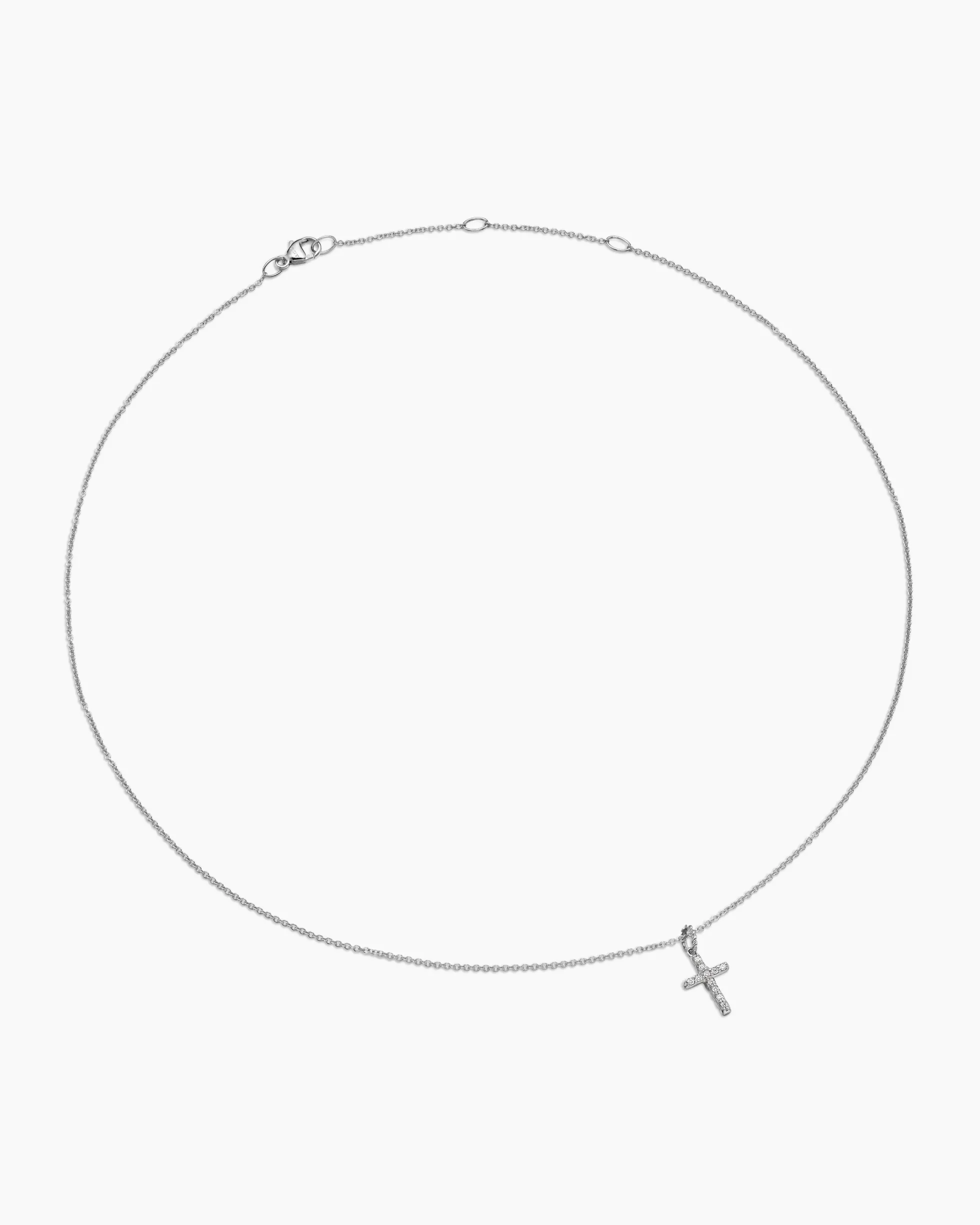 Cable Collectibles® Cross Necklace 18K White Gold with Diamonds, 17mm