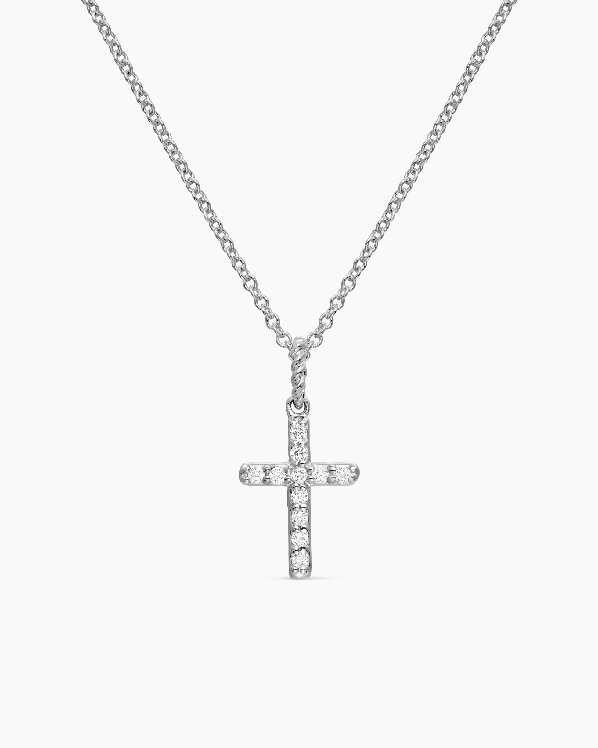 Cable Collectibles® Cross Necklace 18K White Gold with Diamonds, 17mm