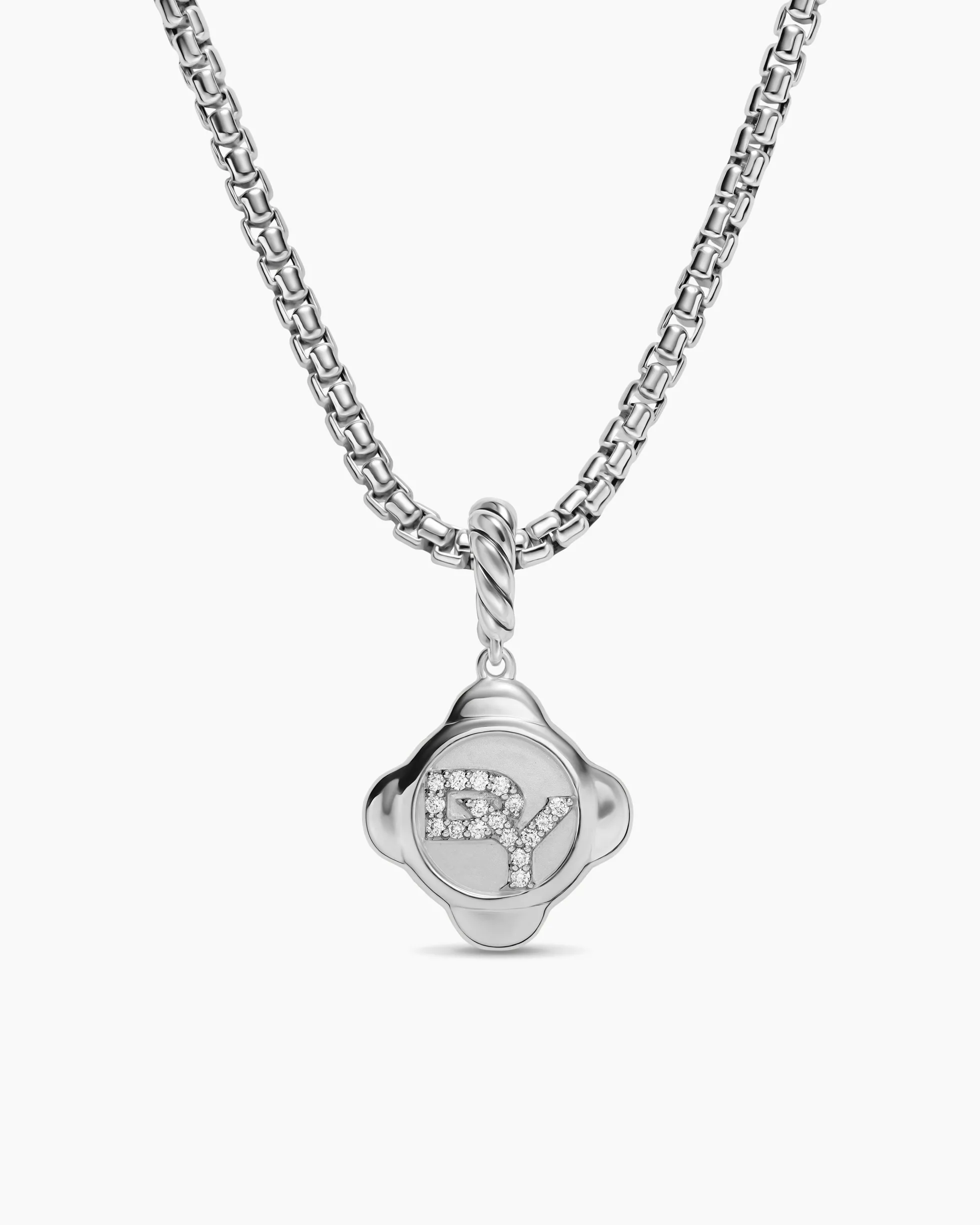 Cable Collectibles® DY Logo Amulet Sterling Silver with Diamonds, 13.7mm
