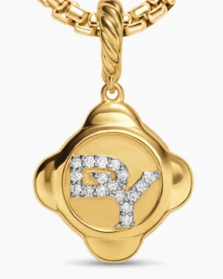 Cable Collectibles® DY Logo Amulet 18K Yellow Gold with Diamonds, 13.7mm