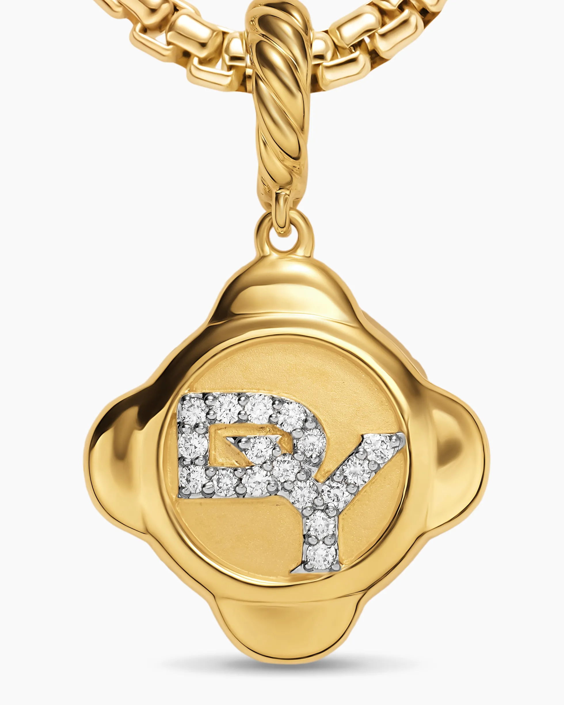 Cable Collectibles® DY Logo Amulet 18K Yellow Gold with Diamonds, 13.7mm
