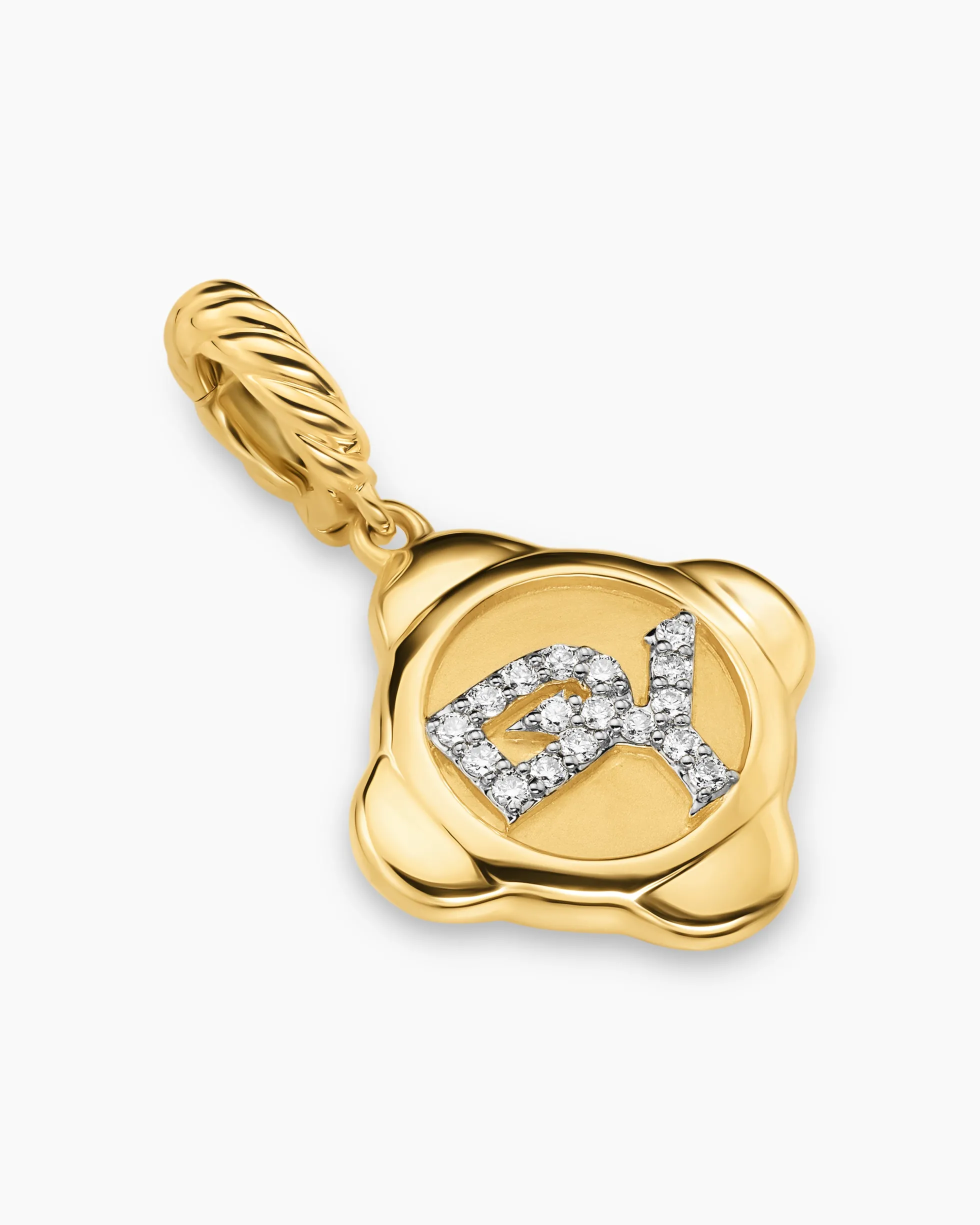 Cable Collectibles® DY Logo Amulet 18K Yellow Gold with Diamonds, 13.7mm