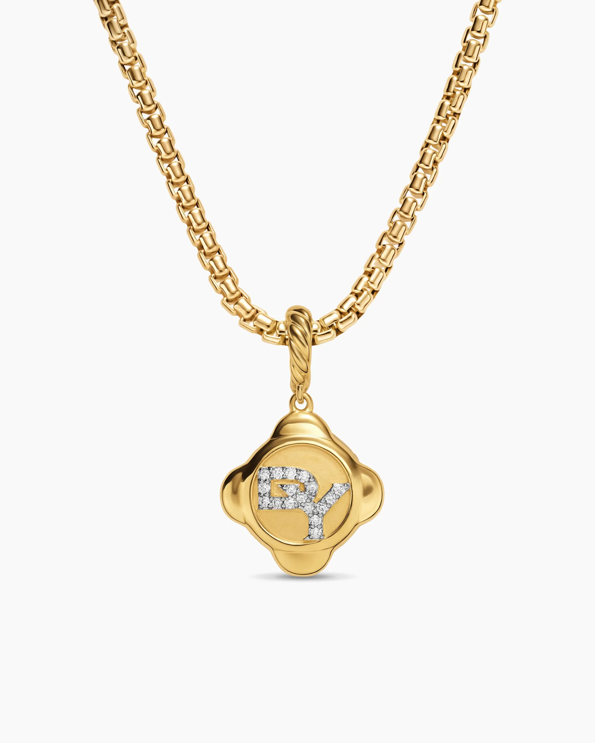 Cable Collectibles® DY Logo Amulet 18K Yellow Gold with Diamonds, 13.7mm