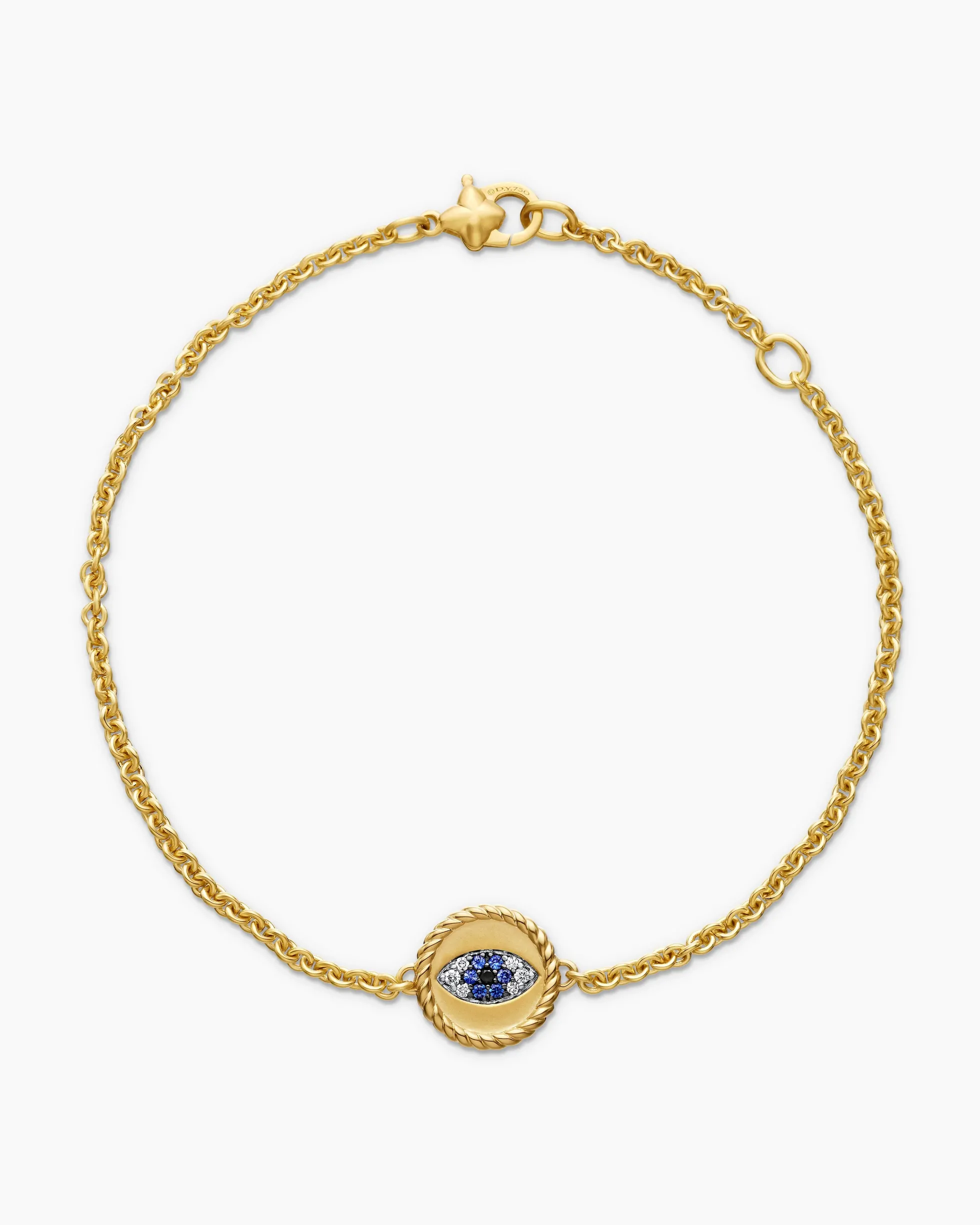 Cable Collectibles® Evil Eye Bracelet 18K Yellow Gold with Pavé Blue Sapphires and Diamonds, 2mm
