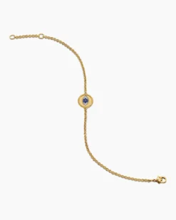 Cable Collectibles® Evil Eye Bracelet 18K Yellow Gold with Pavé Blue Sapphires and Diamonds, 2mm
