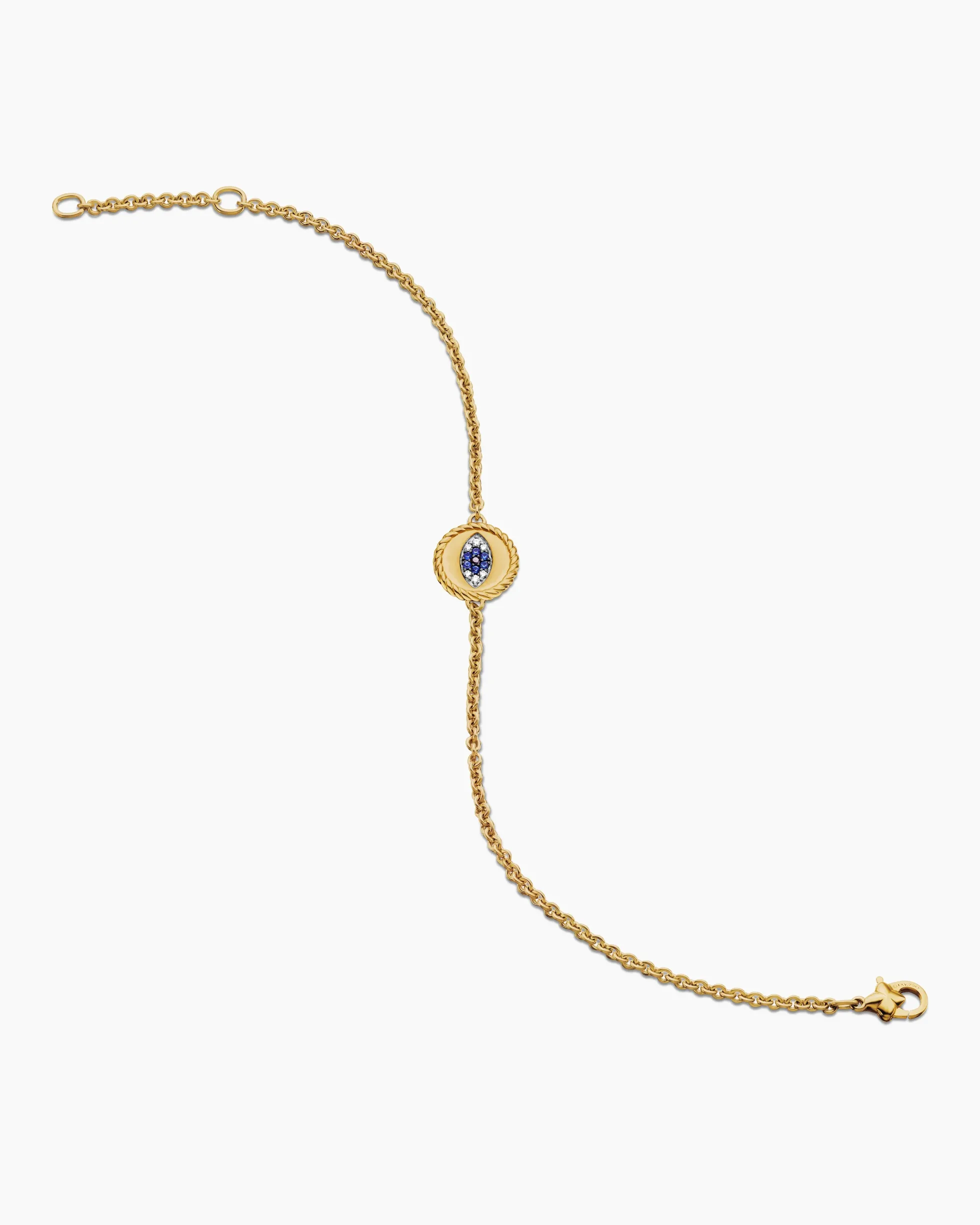 Cable Collectibles® Evil Eye Bracelet 18K Yellow Gold with Pavé Blue Sapphires and Diamonds, 2mm