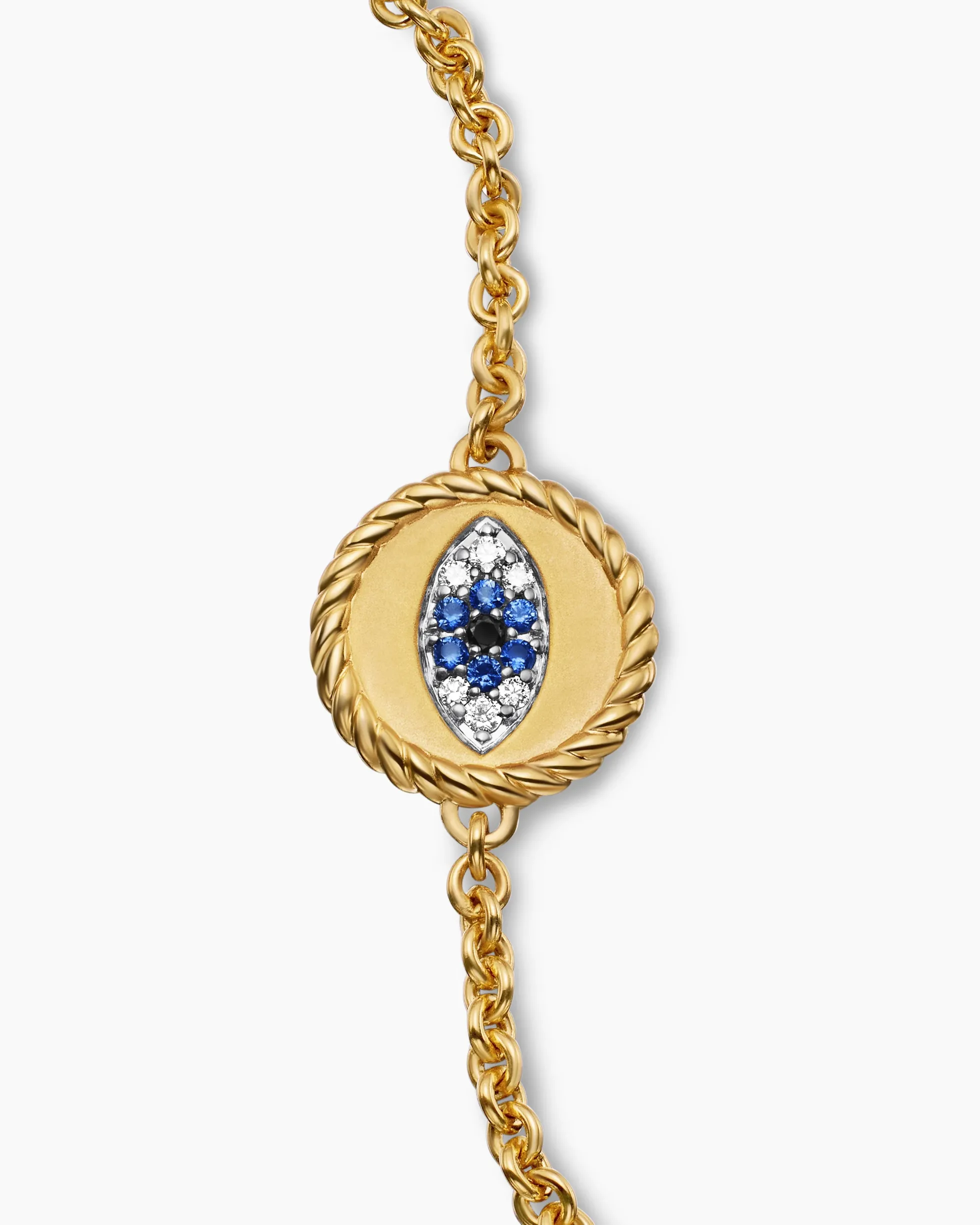 Cable Collectibles® Evil Eye Bracelet 18K Yellow Gold with Pavé Blue Sapphires and Diamonds, 2mm