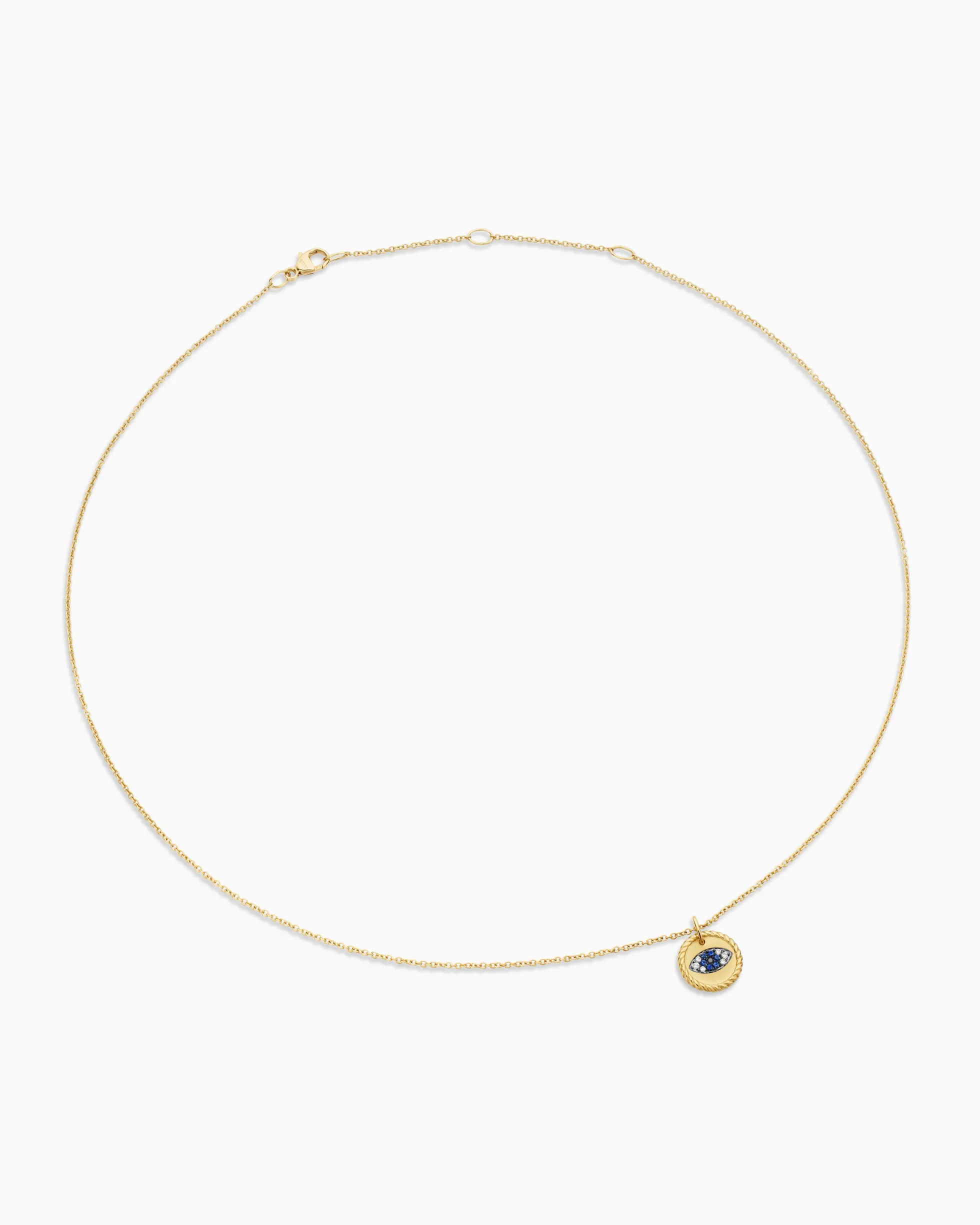 Cable Collectibles® Evil Eye Necklace 18K Yellow Gold with Pavé Blue Sapphires and Diamonds, 11mm