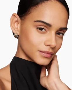 Cable Collectibles® Huggie Hoop Earrings Sterling Silver with 14K Yellow Gold, 15.6mm