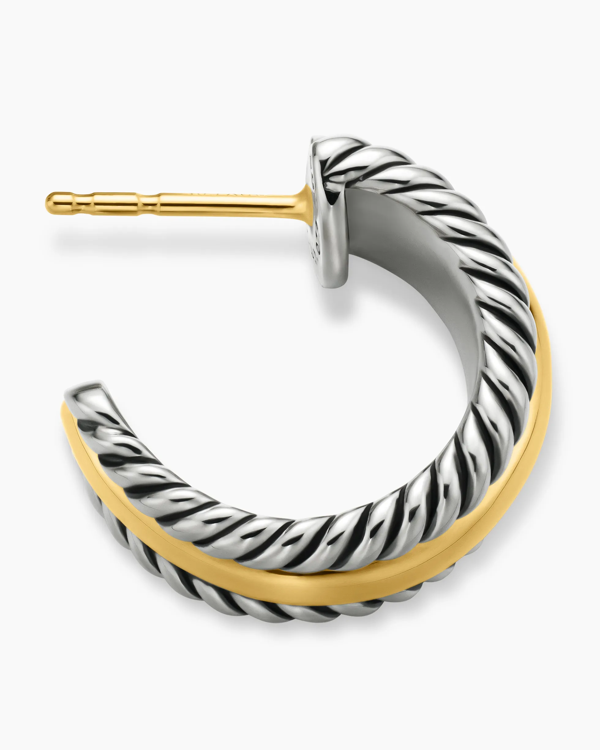 Cable Collectibles® Huggie Hoop Earrings Sterling Silver with 14K Yellow Gold, 15.6mm
