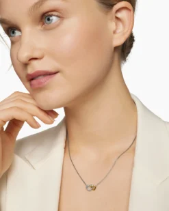 Cable Collectibles® Interlocking Heart Necklace Sterling Silver with 18K Yellow Gold, 16.4mm