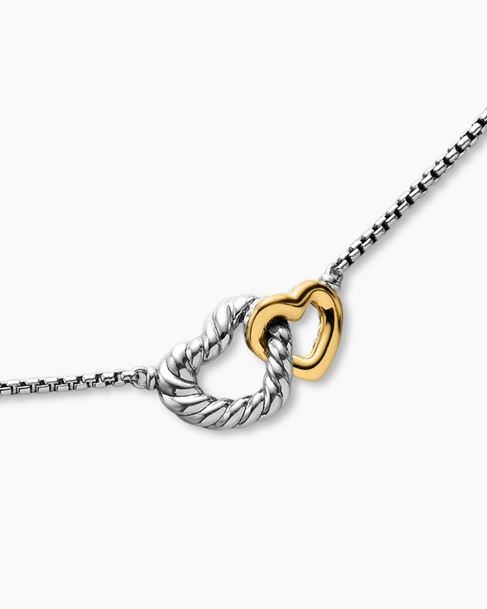 Cable Collectibles® Interlocking Heart Necklace Sterling Silver with 18K Yellow Gold, 16.4mm
