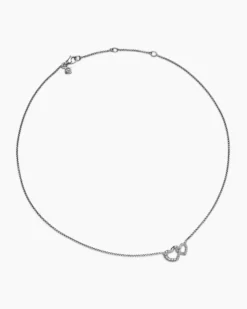 Cable Collectibles® Interlocking Heart Necklace Sterling Silver with Diamonds, 16.4mm