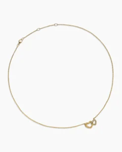 Cable Collectibles® Interlocking Heart Necklace 18K Yellow Gold with Diamonds, 20.6mm