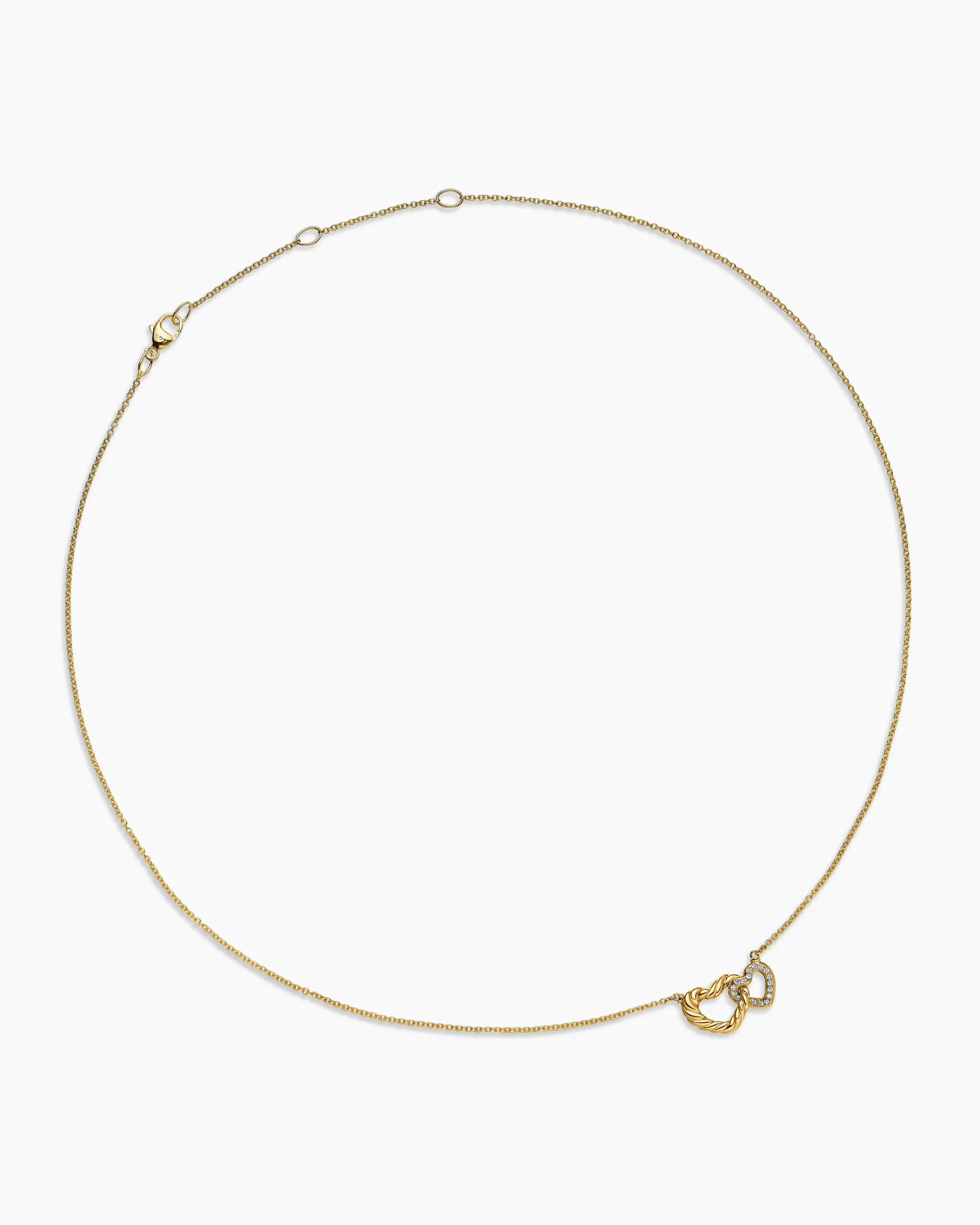 Cable Collectibles® Interlocking Heart Necklace 18K Yellow Gold with Diamonds, 20.6mm