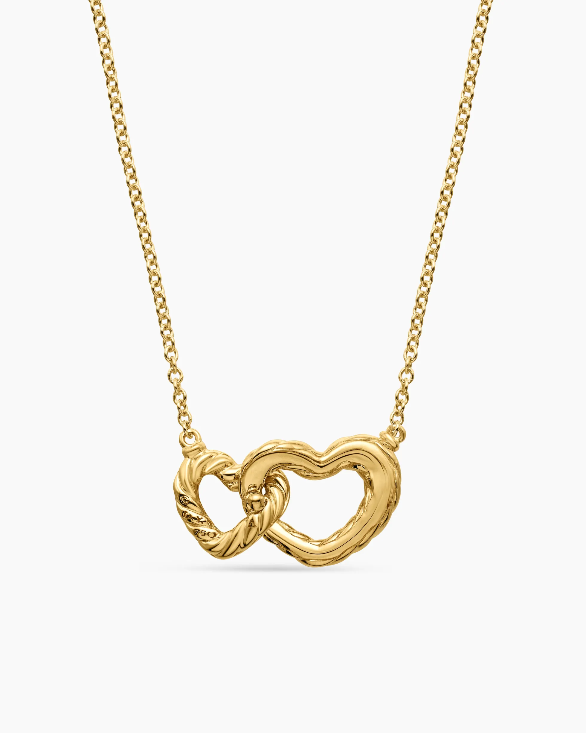 Cable Collectibles® Interlocking Heart Necklace 18K Yellow Gold with Diamonds, 20.6mm