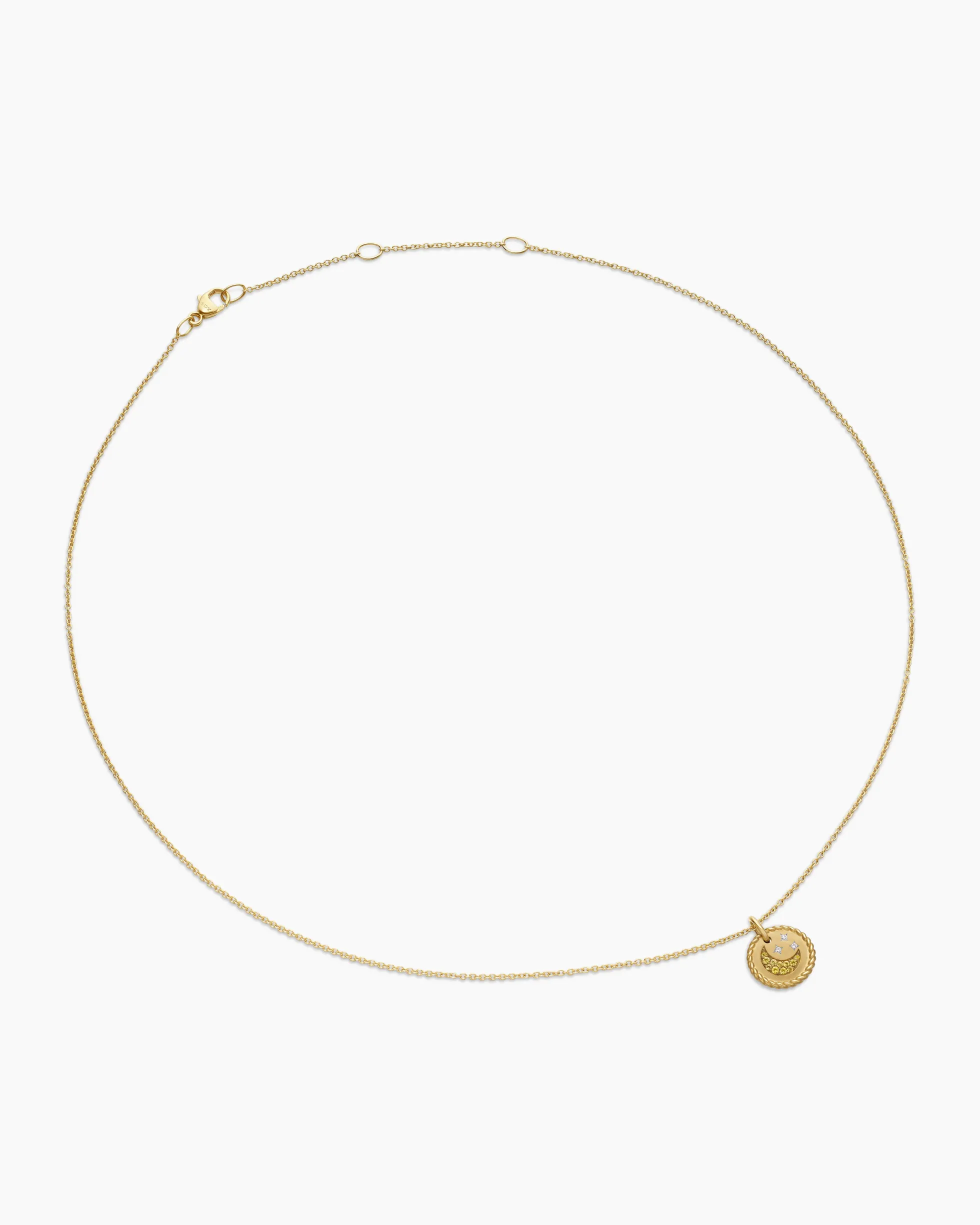 Cable Collectibles® Moon and Stars Necklace 18K Yellow Gold with Pavé Yellow Sapphires and Diamonds, 11mm