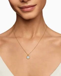 Cable Collectibles® Pavé Plate Necklace 18K Yellow Gold with Diamonds, 11mm