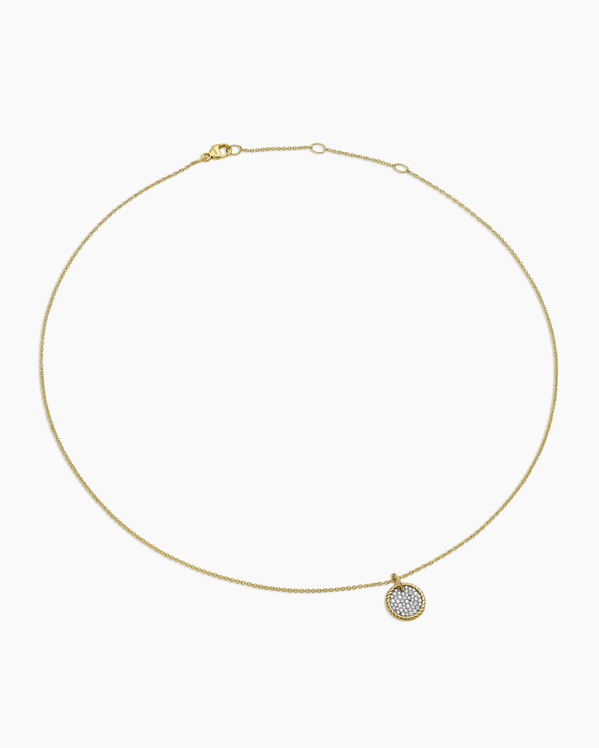 Cable Collectibles® Pavé Plate Necklace 18K Yellow Gold with Diamonds, 11mm