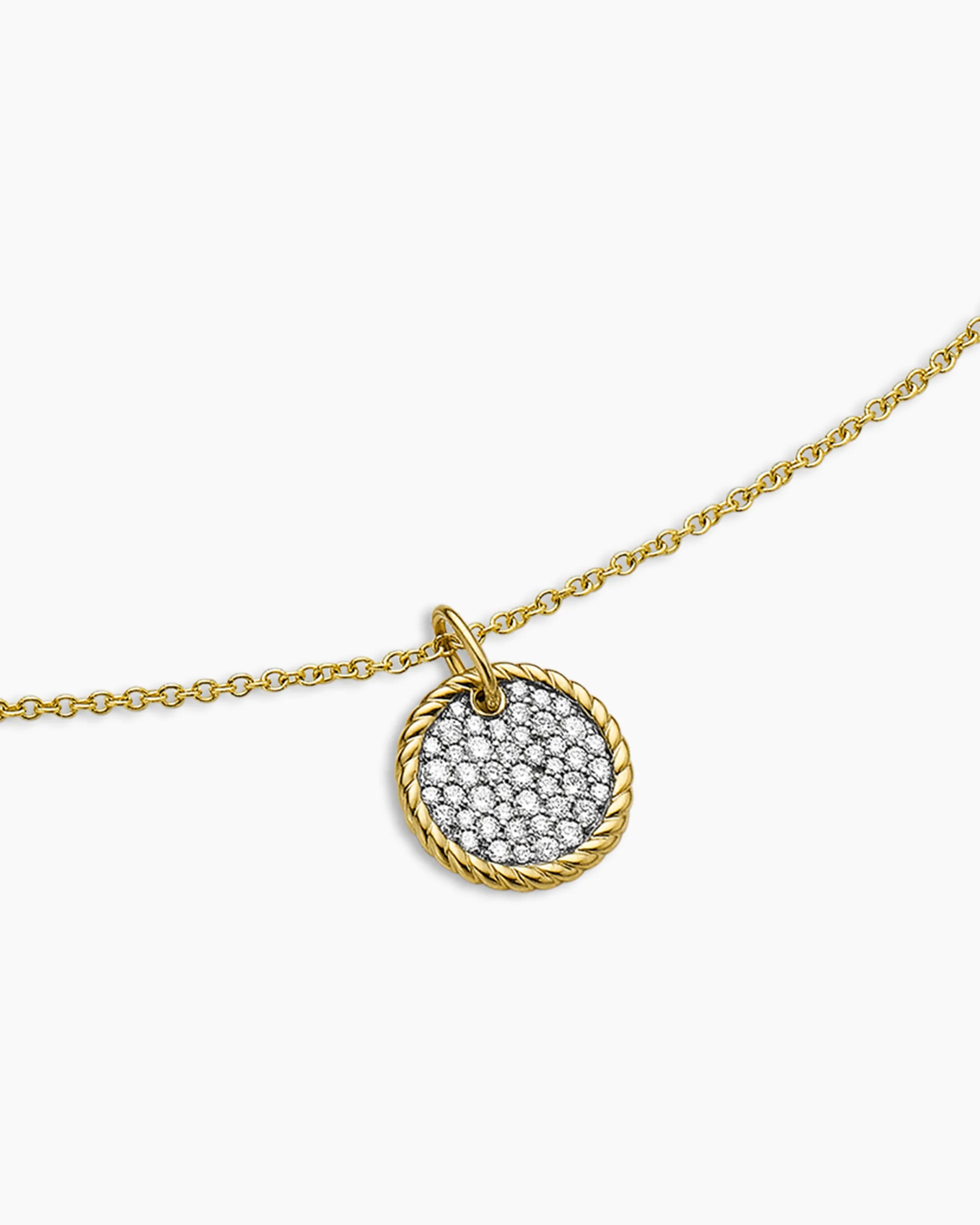 Cable Collectibles® Pavé Plate Necklace 18K Yellow Gold with Diamonds, 11mm