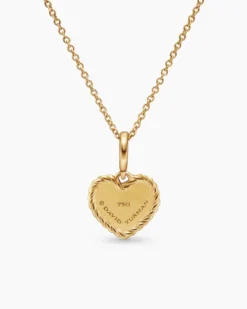Cable Collectibles® Pavé Plate Heart Necklace 18K Yellow Gold with Diamonds, 11.5mm