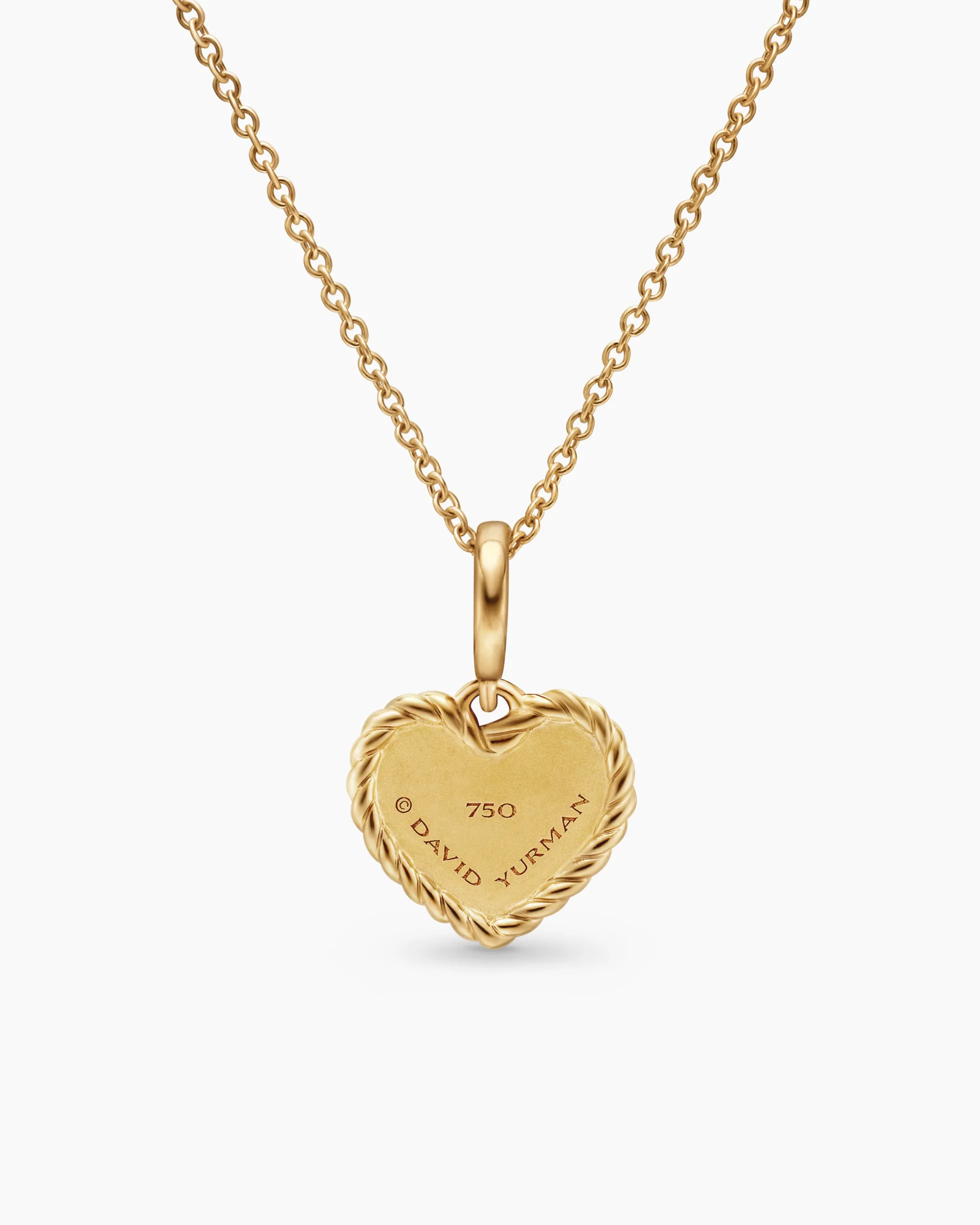 Cable Collectibles® Pavé Plate Heart Necklace 18K Yellow Gold with Diamonds, 11.5mm