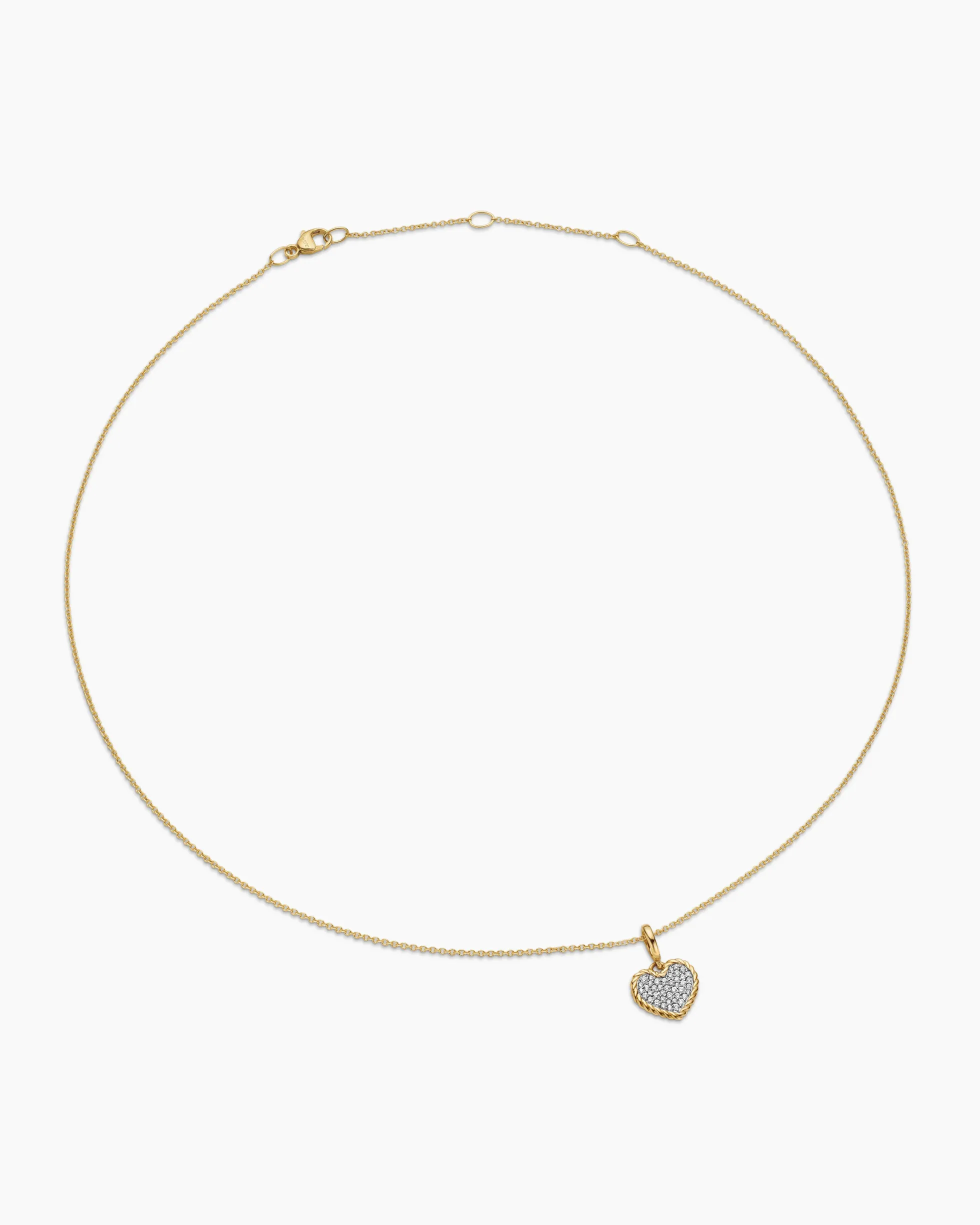 Cable Collectibles® Pavé Plate Heart Necklace 18K Yellow Gold with Diamonds, 11.5mm