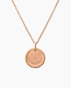Cable Collectibles® Pavé Plate Necklace 18K Rose Gold with Pink Sapphires, 11mm